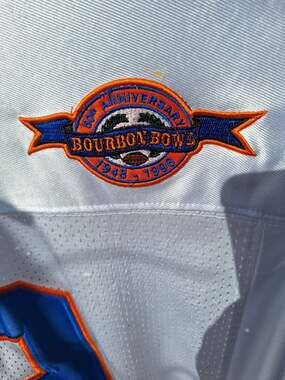 White SCLSU Mud Dogs Bobby Boucher (9) Bourbon Bowl Authentic stitched jersey -